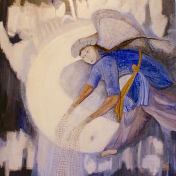 Ζωγραφική με τίτλο "ange perse" από Isabelle Slempkes, Αυθεντικά έργα τέχνης, Τέμπερα