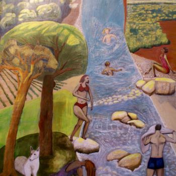 绘画 标题为“Bord de la rivière…” 由Isabelle Slempkes, 原创艺术品, 彩画