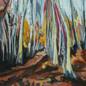 Malerei mit dem Titel "sous bois enflammé" von Sylvestre Leonard, Original-Kunstwerk, Acryl