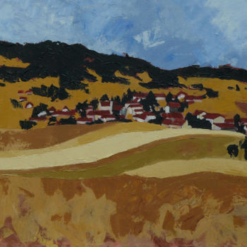 Peinture intitulée "Village du jura" par Sylvestre Leonard, Œuvre d'art originale, Acrylique