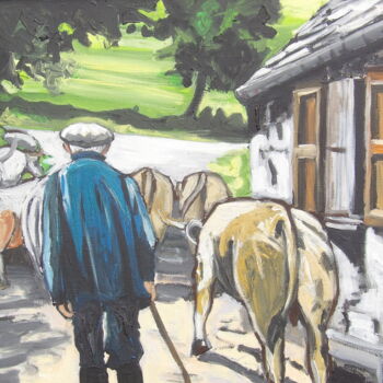 Painting titled "ruralité" by Sylvestre Leonard, Original Artwork, Acrylic