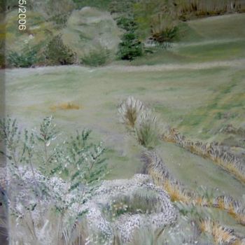 Pintura intitulada "green field" por Ljiljana Smoljan, Obras de arte originais, Óleo