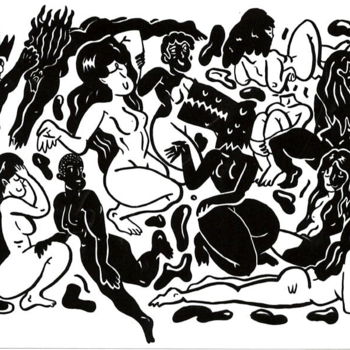 Zeichnungen mit dem Titel "Bodies" von Slin, Original-Kunstwerk, Marker