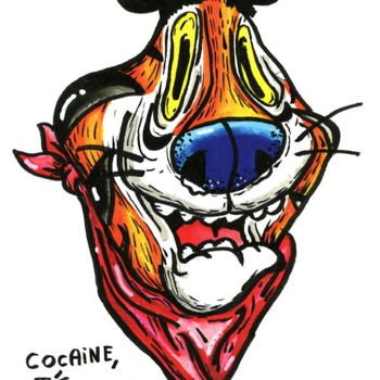 Drawing titled "Cocaïne" by Slin, Original Artwork, Marker
