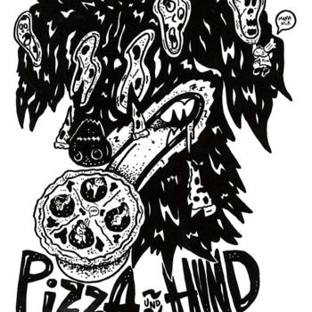 Σχέδιο με τίτλο "Pizza" από Slin, Αυθεντικά έργα τέχνης, Μαρκαδόρος