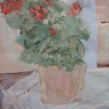 Painting titled "Begonia" by Sloba Pajkovic, Original Artwork, Oil