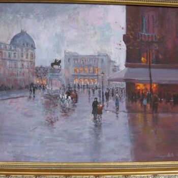 Painting titled "Platze Republik Bel…" by Slobodan Paunovic, Original Artwork, Oil