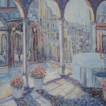 Painting titled ""Cafe", Paris" by Slobodan Paunovic, Original Artwork, Oil