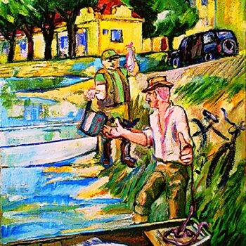 Pintura titulada "Eventement chez "Ka…" por Slobodan Spasojevic (Spaki), Obra de arte original, Oleo