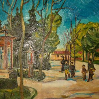 Картина под названием "Jardin poublique,Ze…" - Slobodan Spasojevic (Spaki), Подлинное произведение искусства, Масло