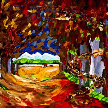 Картина под названием "La feille d'automne…" - Slobodan Spasojevic (Spaki), Подлинное произведение искусства, Масло