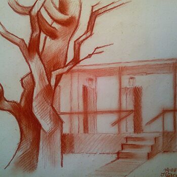 Dibujo titulada "Grande l' arbre" por Slobodan Spasojevic (Spaki), Obra de arte original, Lápiz