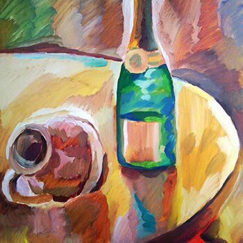 Pintura titulada "La bouteille sur ta…" por Slobodan Spasojevic (Spaki), Obra de arte original, Oleo