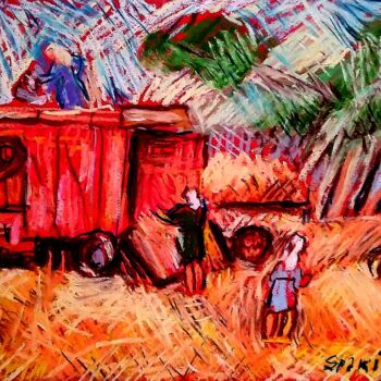 Peinture intitulée "Recolte2020" par Slobodan Spasojevic (Spaki), Œuvre d'art originale, Pastel