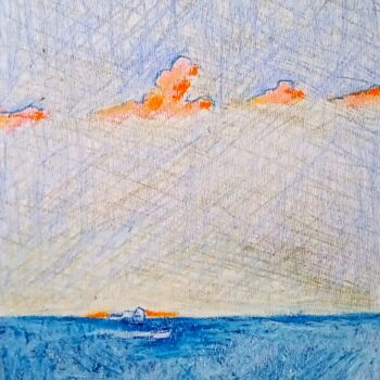 Painting titled "L'horizon 25, virt.…" by Slobodan Spasojevic (Spaki), Original Artwork, Pastel