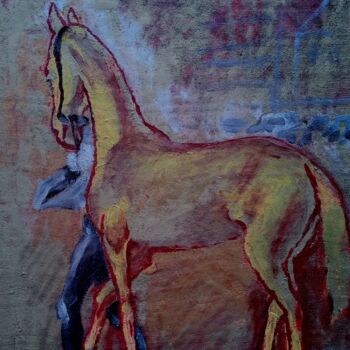 Ζωγραφική με τίτλο "Le cheval d'OR" από Slobodan Spasojevic (Spaki), Αυθεντικά έργα τέχνης, Λάδι