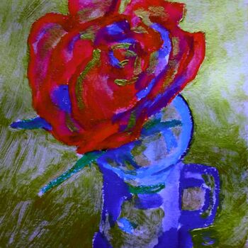 Painting titled "La rose" by Slobodan Spasojevic (Spaki), Original Artwork, Pastel