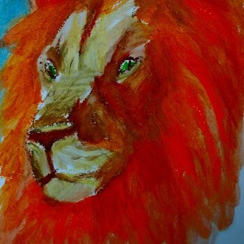 Peinture intitulée "Lion de deserte" par Slobodan Spasojevic (Spaki), Œuvre d'art originale, Pastel