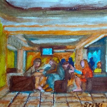 「Dans le foyer」というタイトルの絵画 Slobodan Spasojevic (Spaki)によって, オリジナルのアートワーク, パステル