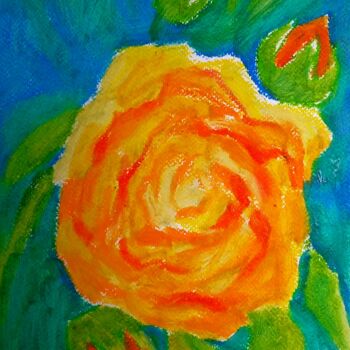 绘画 标题为“"Graham-Tomas" rose” 由Slobodan Spasojevic (Spaki), 原创艺术品, 粉彩