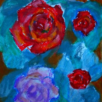 Painting titled "Encore:... fleurs..." by Slobodan Spasojevic (Spaki), Original Artwork, Pastel