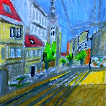 Peinture intitulée "Wiena, simple rue,…" par Slobodan Spasojevic (Spaki), Œuvre d'art originale, Pastel
