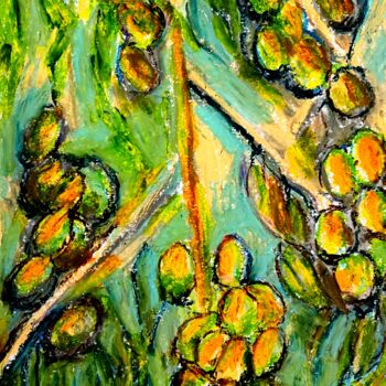 Peinture intitulée "Les olives" par Slobodan Spasojevic (Spaki), Œuvre d'art originale, Pastel