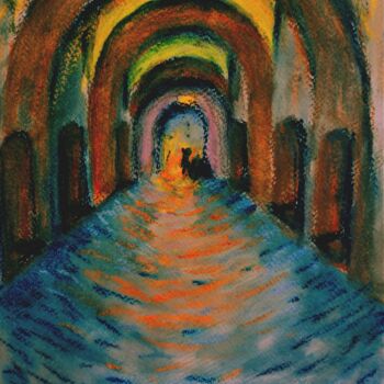 Pintura intitulada "Entree de la forter…" por Slobodan Spasojevic (Spaki), Obras de arte originais, Pastel