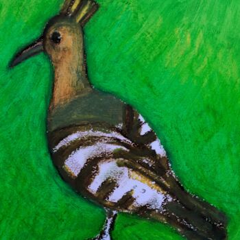 Painting titled "Bird/veliki pupavac/" by Slobodan Spasojevic (Spaki), Original Artwork, Pastel