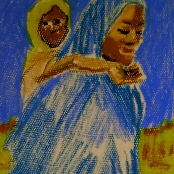 Картина под названием "La femme Arabe et l…" - Slobodan Spasojevic (Spaki), Подлинное произведение искусства, Пастель
