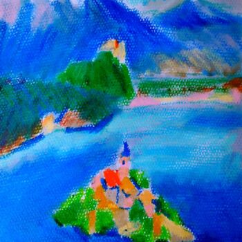 Pintura titulada "Lac de Bled" por Slobodan Spasojevic (Spaki), Obra de arte original, Pastel