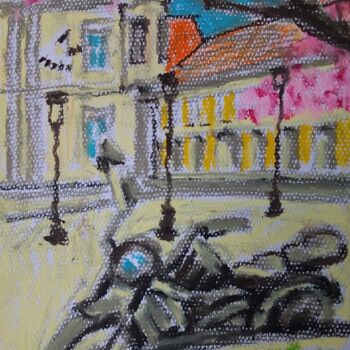 Pintura intitulada "Rue principale" por Slobodan Spasojevic (Spaki), Obras de arte originais, Pastel