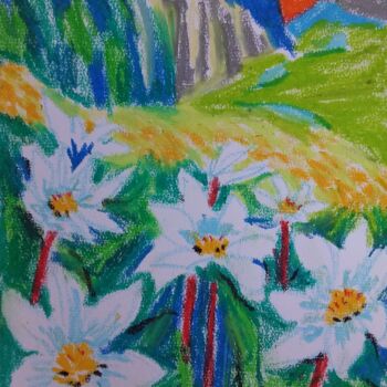 Peinture intitulée "Les fleurs des haut…" par Slobodan Spasojevic (Spaki), Œuvre d'art originale, Pastel