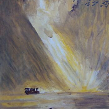 Pittura intitolato "Coucher de soleil:…" da Slobodan Spasojevic (Spaki), Opera d'arte originale, Pastello