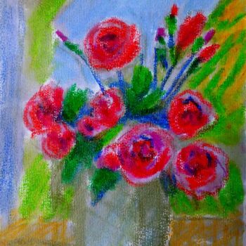 Peinture intitulée "Un bouquet de roses…" par Slobodan Spasojevic (Spaki), Œuvre d'art originale, Pastel