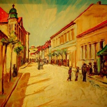 Painting titled "la rue primaire" by Slobodan Spasojevic (Spaki), Original Artwork, Oil