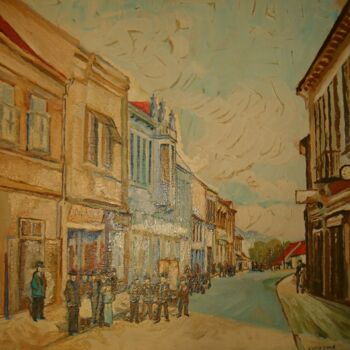 Peinture intitulée "La rue d'elegantes" par Slobodan Spasojevic (Spaki), Œuvre d'art originale, Huile