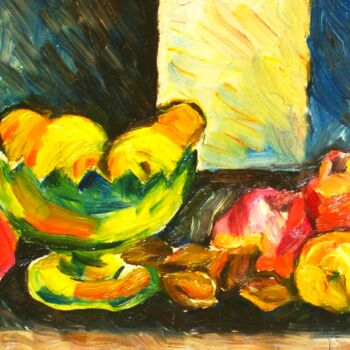 绘画 标题为“Les fruites sur mon…” 由Slobodan Spasojevic (Spaki), 原创艺术品, 油