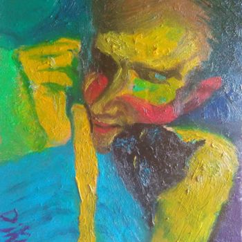 Malerei mit dem Titel "Happy man sleeping…" von Dannyr Dikaev, Original-Kunstwerk, Acryl