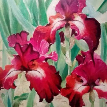 Pittura intitolato ""Irises"" da Aleksandra Mizula, Opera d'arte originale, Acrilico