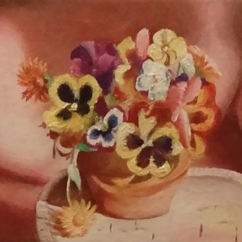 Peinture intitulée ""Pansies"" par Aleksandra Mizula, Œuvre d'art originale, Acrylique