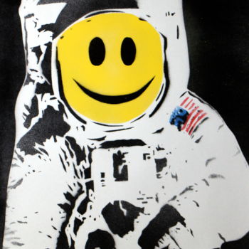 Malerei mit dem Titel "The Happynaut (on p…" von Sly Art, Original-Kunstwerk, Acryl