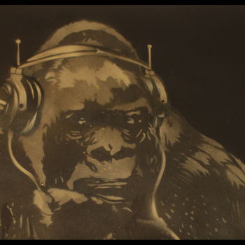 Painting titled "Gorilla in the Groo…" by Sly Art, Original Artwork, Acrylic