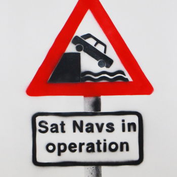 Painting titled "Sat Nav (on paper)" by Sly Art, Original Artwork, Acrylic