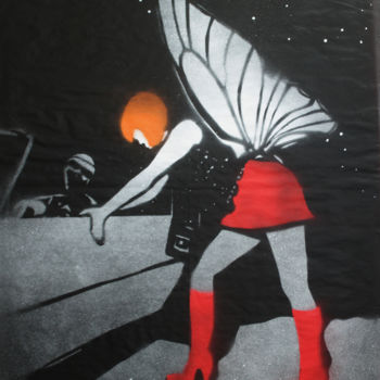 Painting titled "Street Fairy 3 (on…" by Sly Art, Original Artwork, Acrylic