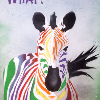 Painting titled "What Zebra (on plai…" by Sly Art, Original Artwork, Acrylic