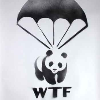 Schilderij getiteld "WTF (On paper)" door Sly Art, Origineel Kunstwerk, Acryl