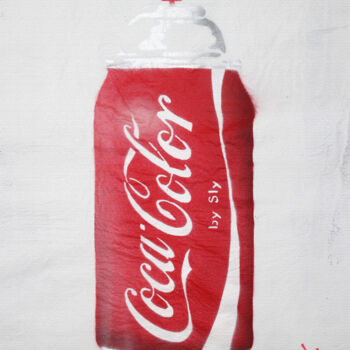 Malerei mit dem Titel "Cocacolor (on canva…" von Sly Art, Original-Kunstwerk, Sprühfarbe