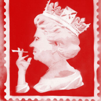 Pittura intitolato "Spliff Queen (red o…" da Sly Art, Opera d'arte originale, Spray