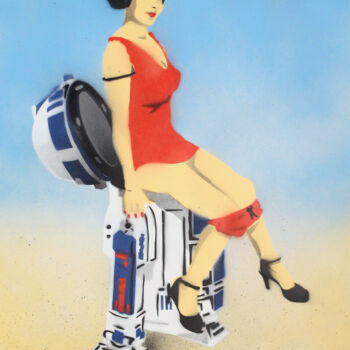 Painting titled "R2D2P (on The Daily…" by Sly Art, Original Artwork, Spray paint